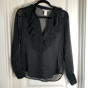 H&M Ruffle Chiffon Sheer Blouse